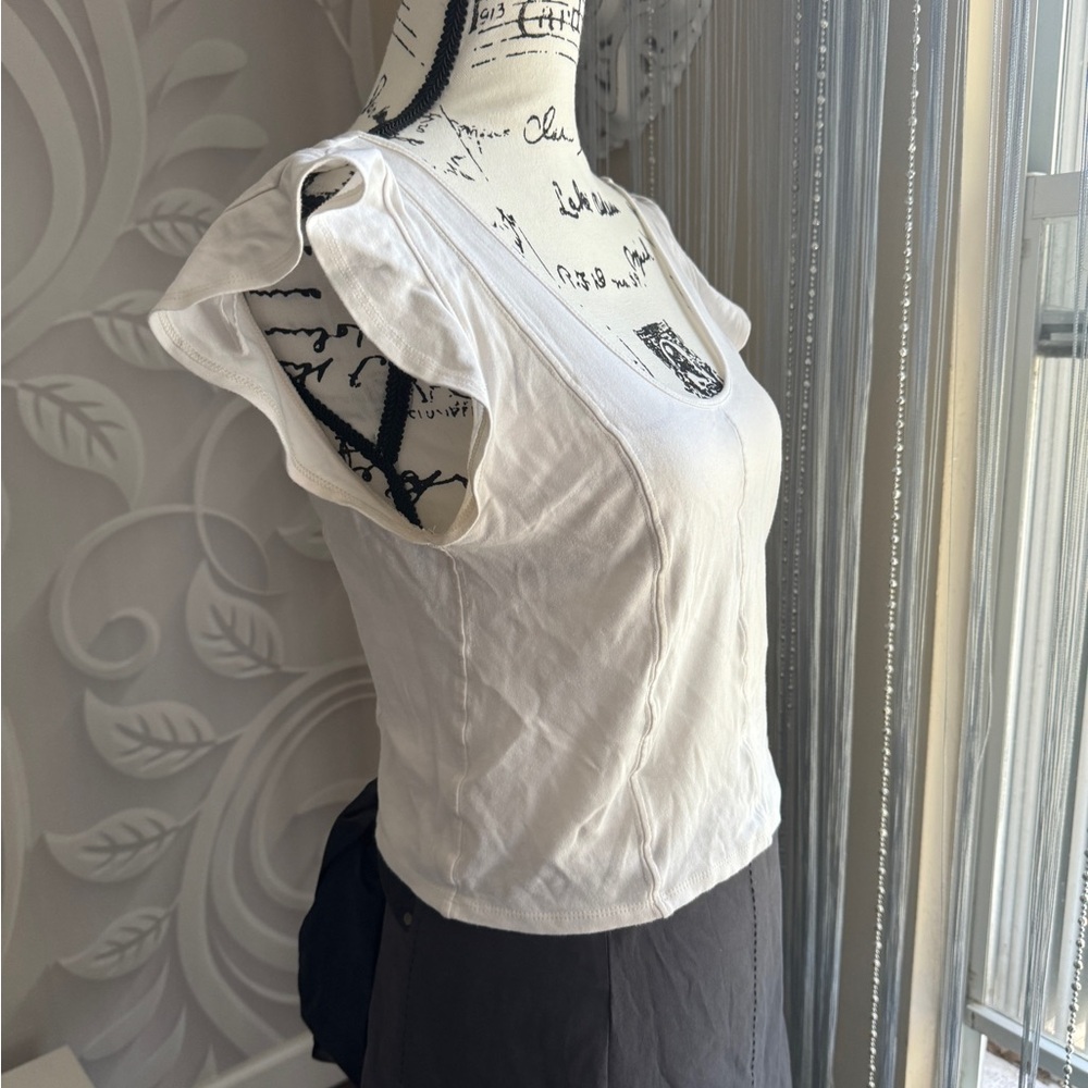 Free People White Short Sleeve Tee